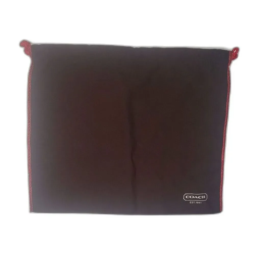 Coach Brown Dust Bag with Red Trim and Drawcord For Handbag Purse Shoes Storage